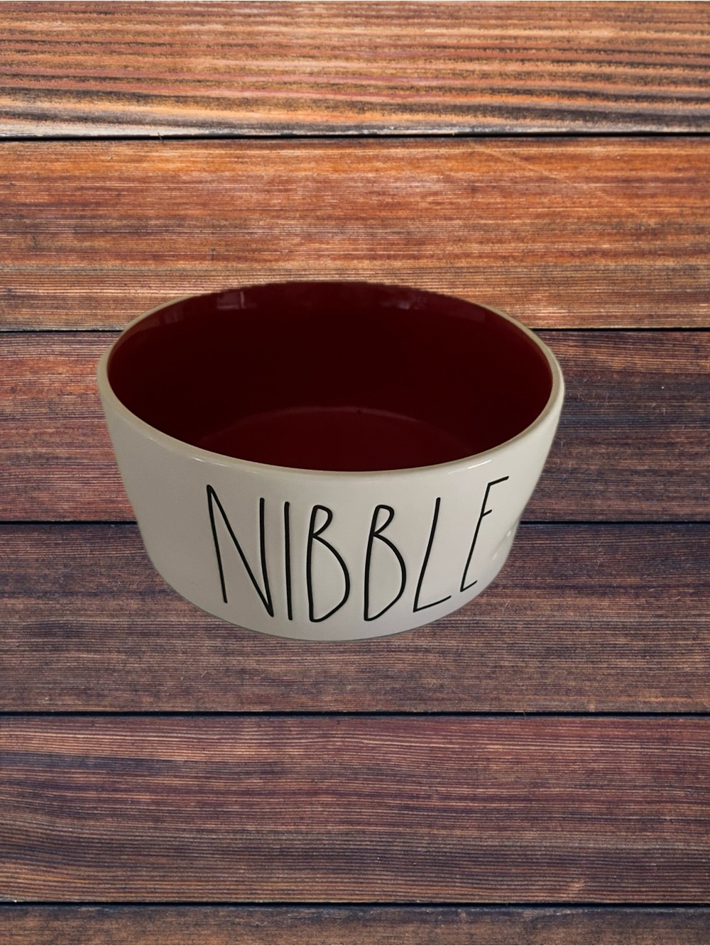 “Nibble” Large Ceramic Bowl - Cream with Bright Red (see photos, note)